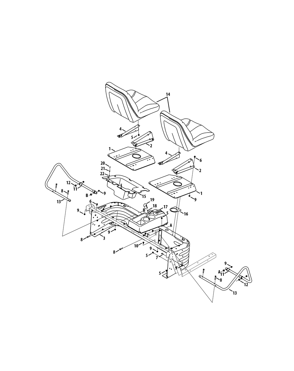 Seats Diagram and Parts List for 465 4X4-EFI-1H030Z-1G192Z-37BMD710 Cub Cadet Lawn Tractor Accessories